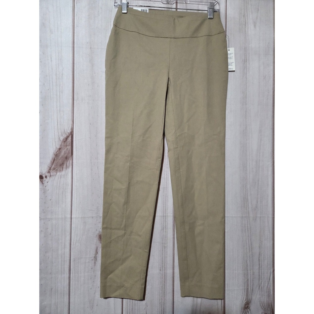 Crown & Ivy‎ Ashley Petite Khaki Tan Slim Fit Ankle Pants Stretch 0P NEW